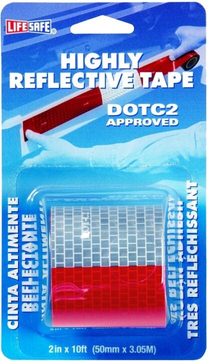 Incom RE2110 Reflective Tape, 10 ft L, 2 in W, Red/Silver