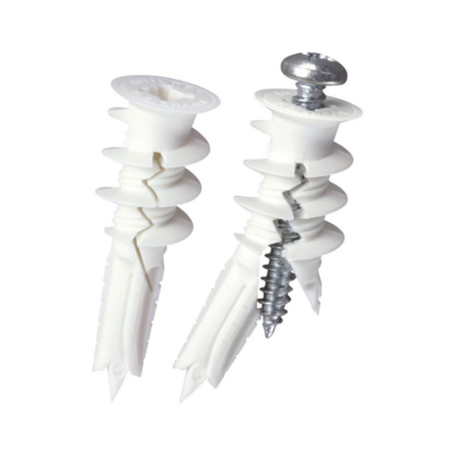 Buildex White Plastic Self-Drilling E-Z Anchor with Phillips Screws, 100 Pack